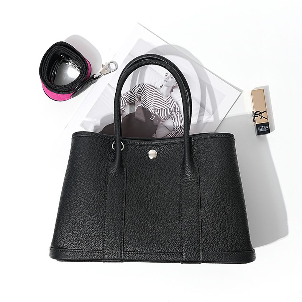 Premium Togo Leather Structured Tote Bag in Black – 36 cm (Large Size), 30 cm (Medium Size)