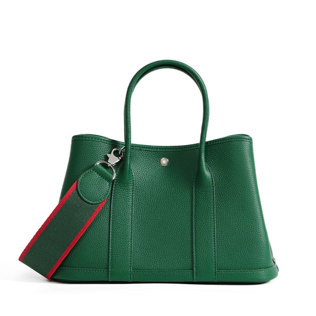 Premium Togo Leather Structured Tote Bag in Velvet Green – 36 cm (Large Size)