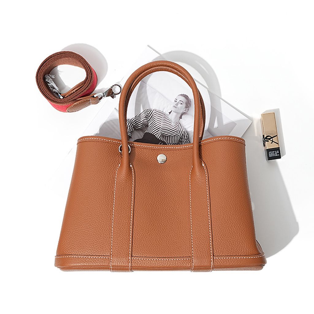 Premium Togo Leather Structured Tote Bag in Golden Brown – 36 cm (Large Size), 30 cm (Medium Size)