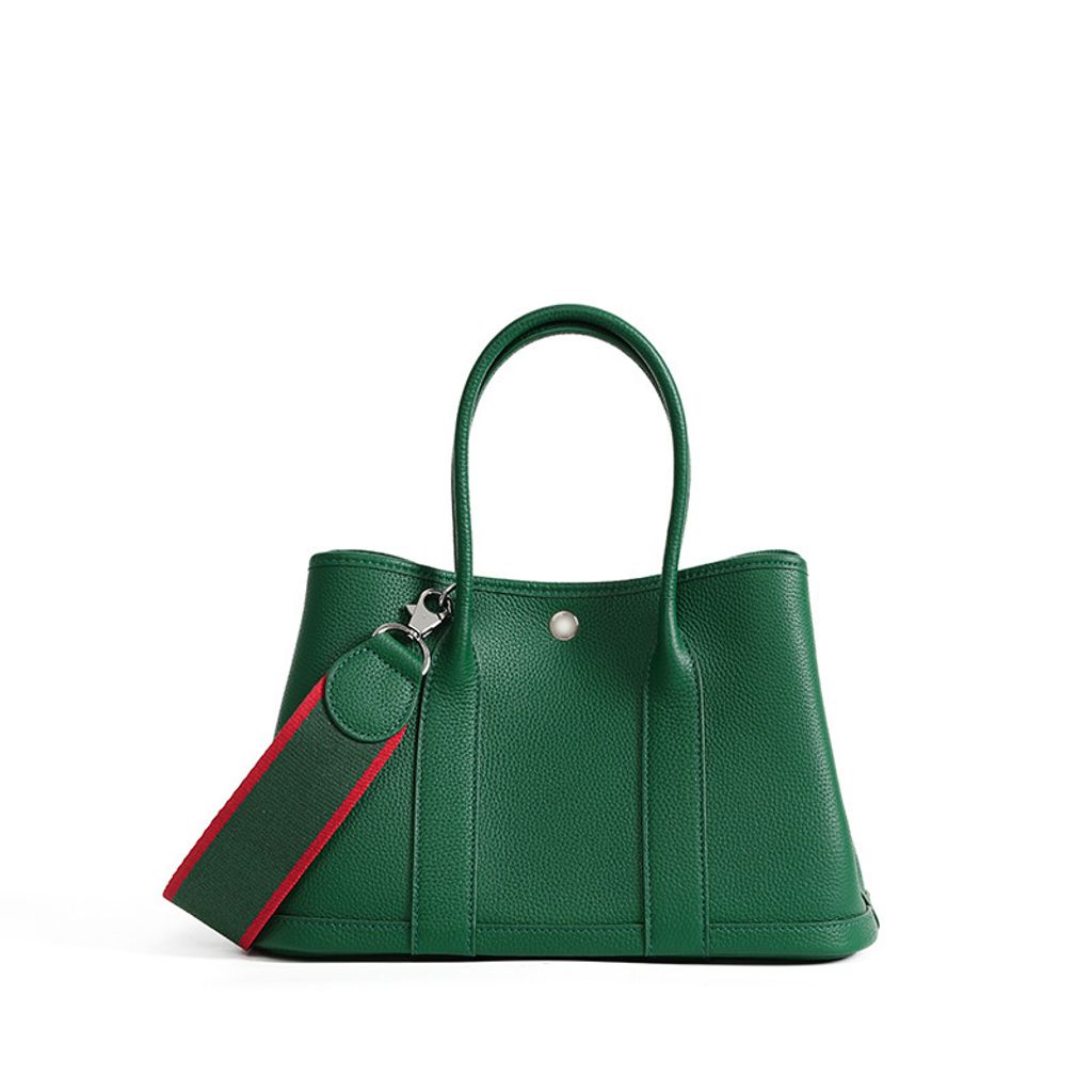 Premium Togo Leather Structured Tote Bag in Velvet Green – 30 cm (Medium Size)
