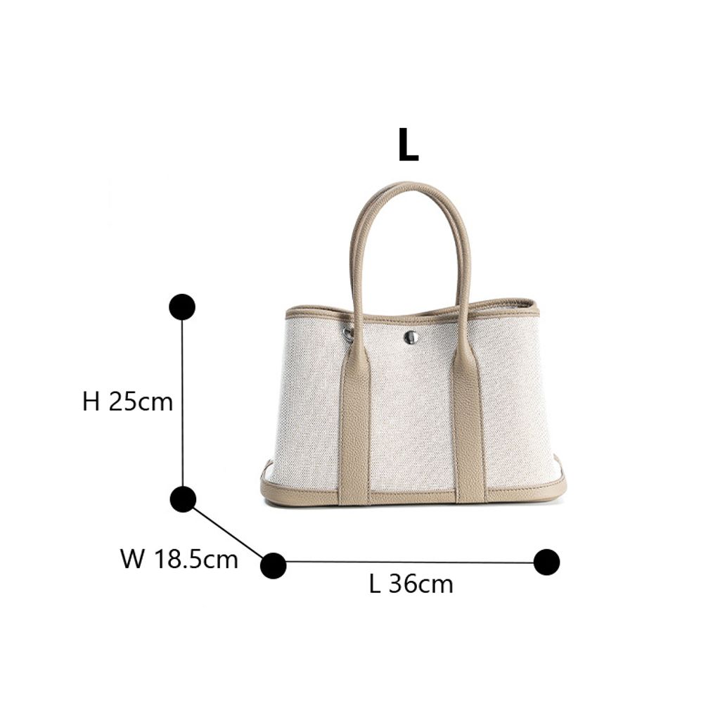 Premium Genuine Leather and Canvas Structured Tote Bag – Large Size (36 × 25 × 18.5 cm)