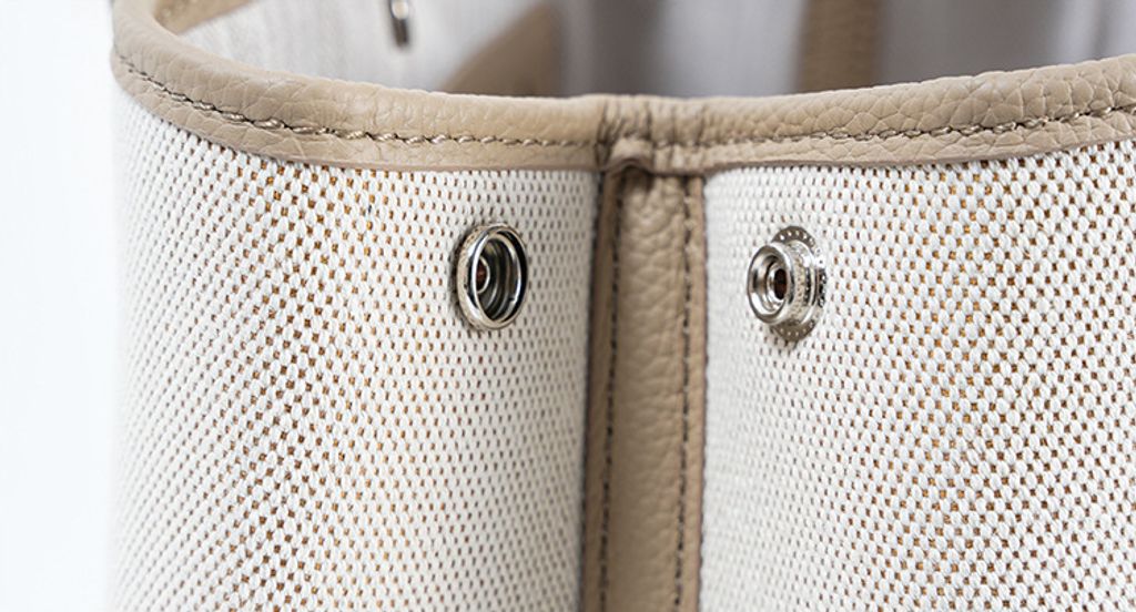 Premium Genuine Leather and Canvas Structured Tote Bag – Hardware Buckle Detail