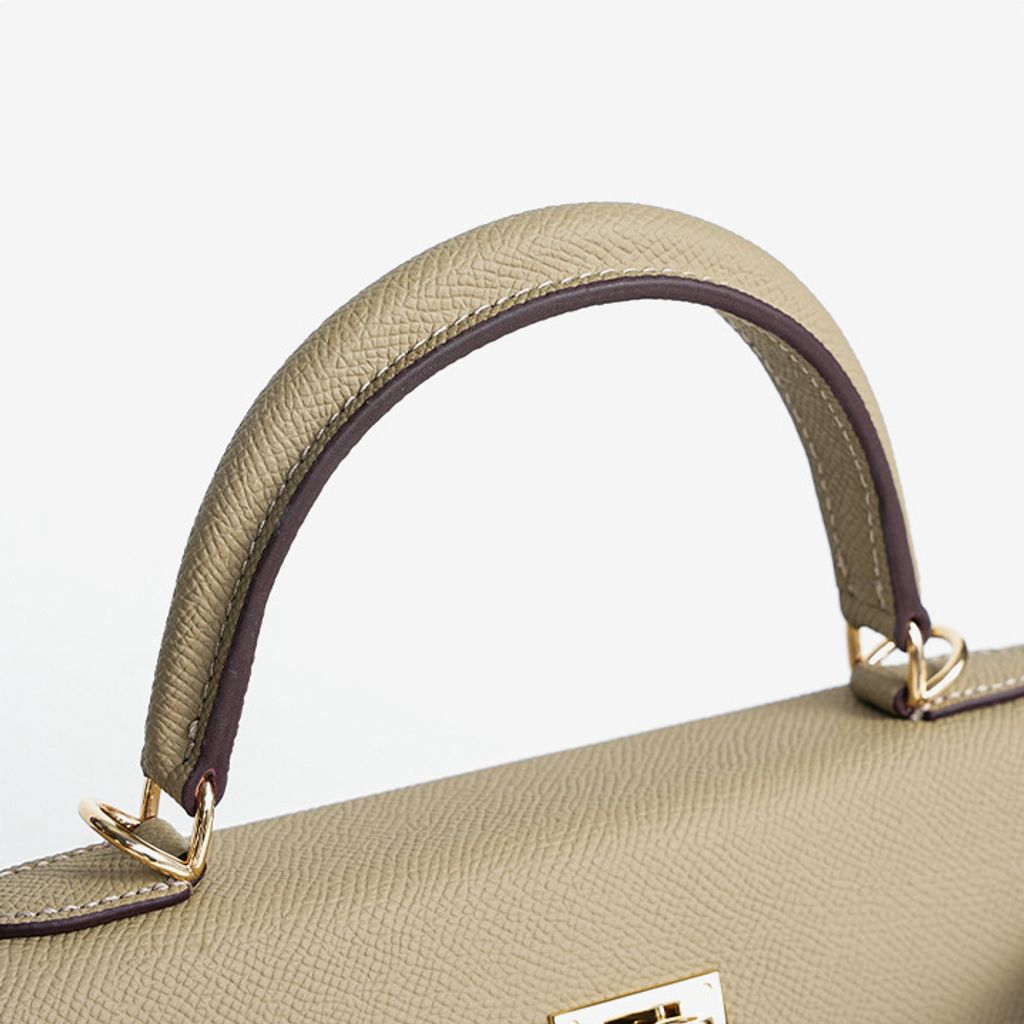 Premium Genuine Leather Structured Top Handle Bag – Strap Detail