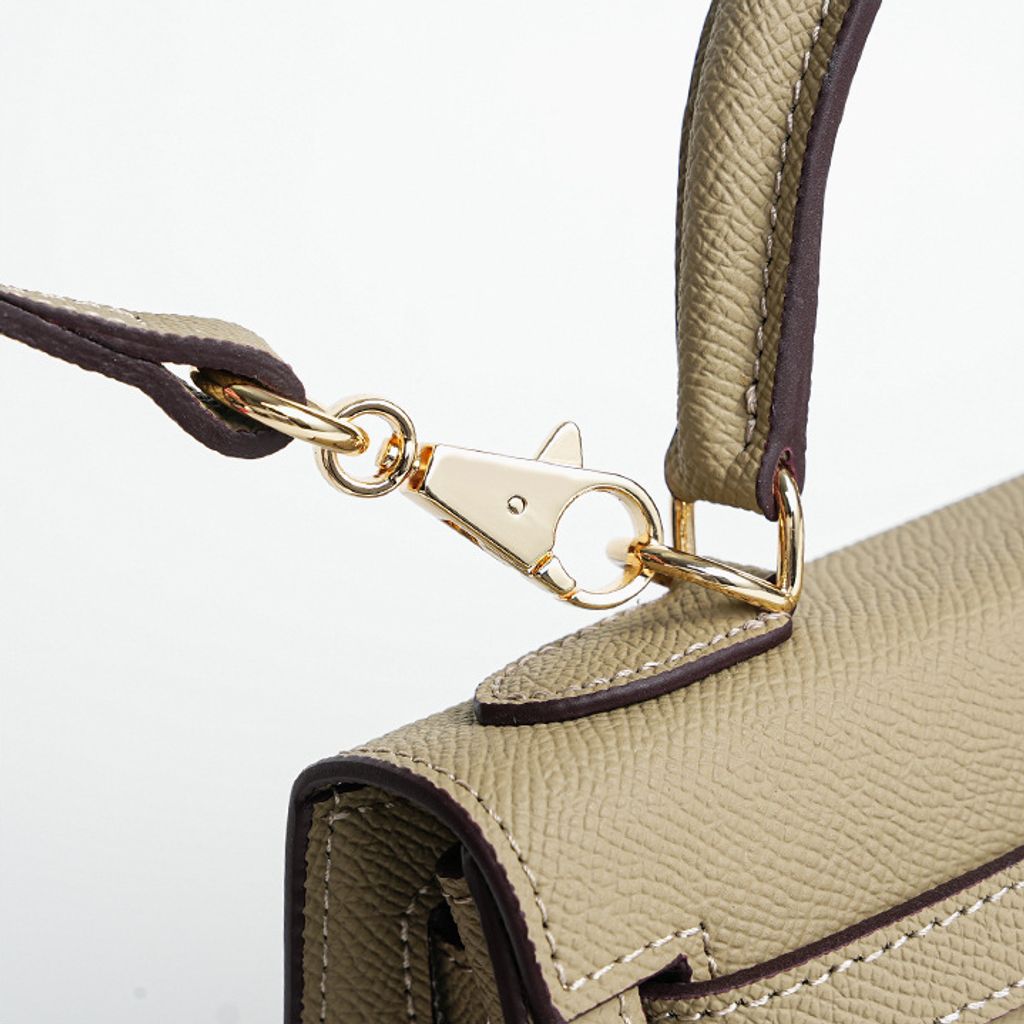 Premium Genuine Leather Structured Top Handle Bag – Strap Buckle Detail