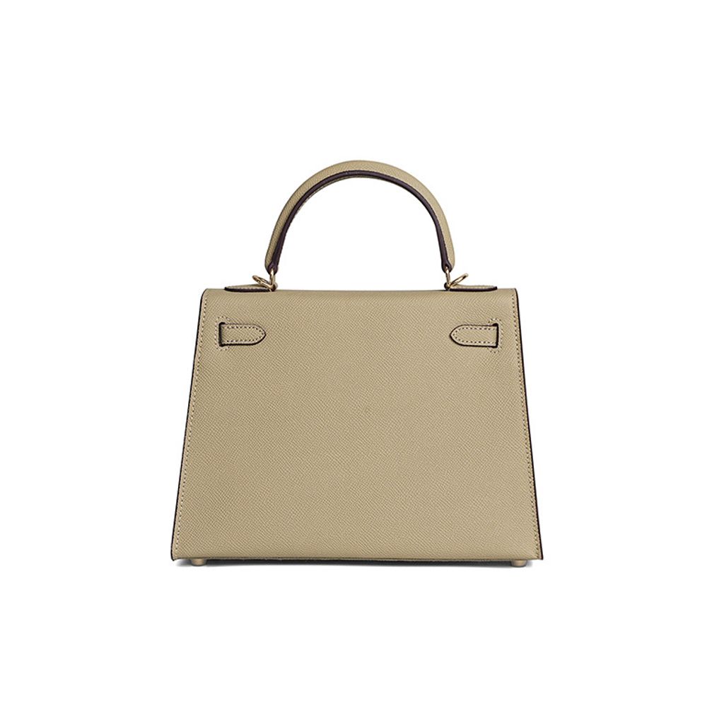 Premium Genuine Leather Structured Top Handle Bag – Back View