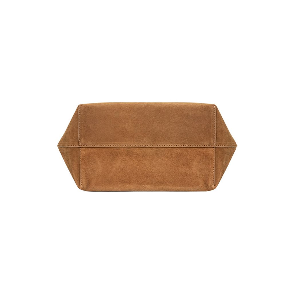 Refined Suede Leather Bucket Tote Bag – Bottom View