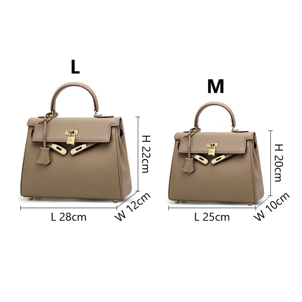 Premium Togo Leather Structured Top Handle Bag – Large (28 × 22 × 12 cm) and Small (25 × 20 × 10 cm) Sizes