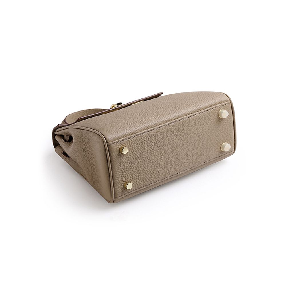 Premium Togo Leather Structured Top Handle Bag – Bottom View
