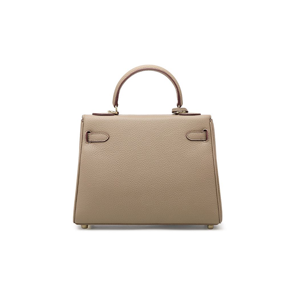 Premium Togo Leather Structured Top Handle Bag – Back View