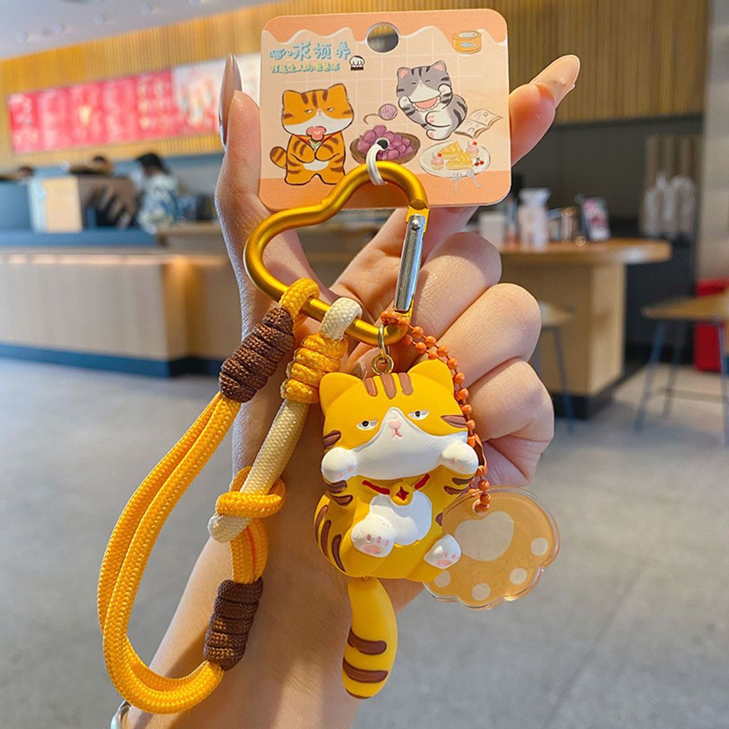Cute lively cat keychain charm Orange Cat variant
