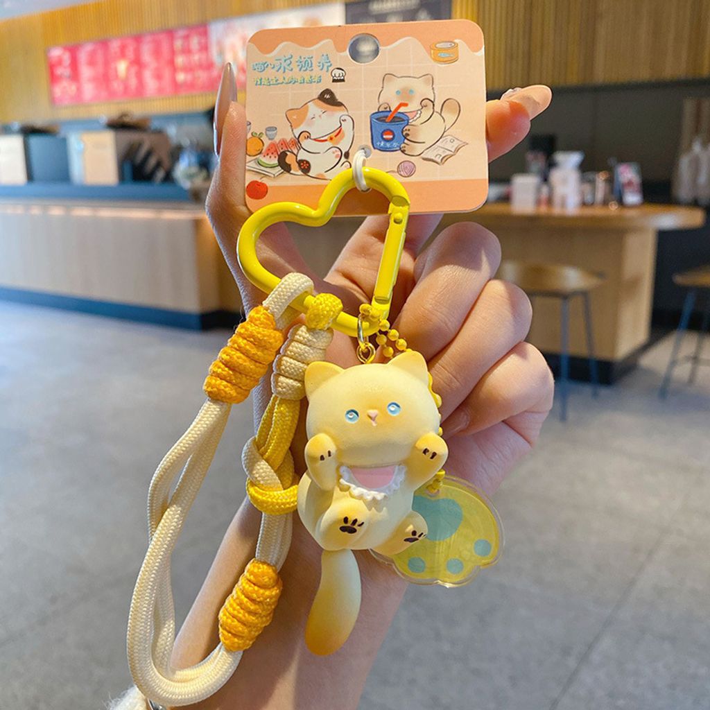 Cute lively cat keychain charm Siamese Cat variant