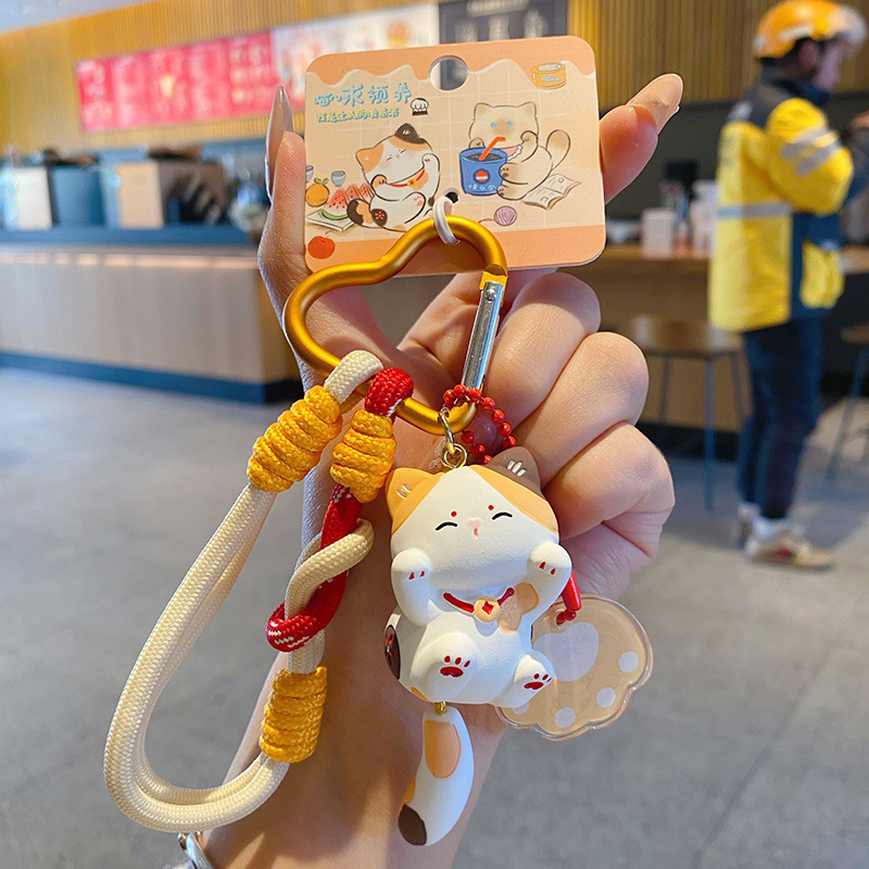 Calico cat keychain charm