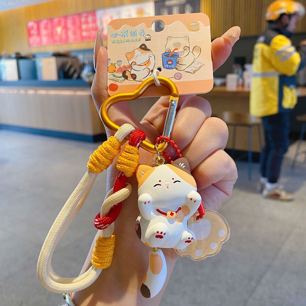 Cute lively cat keychain charm Calico Cat variant