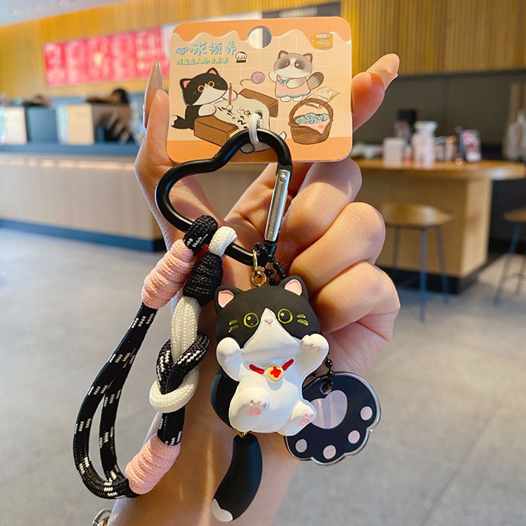 Cute lively cat keychain charm Cow Cat variant