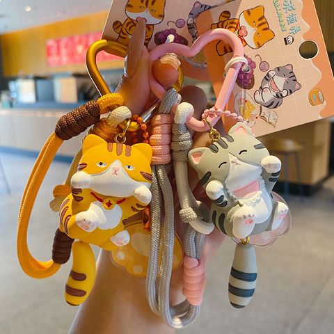 Cute lively cat keychain charms Orange and Gray Tabby Cat designs