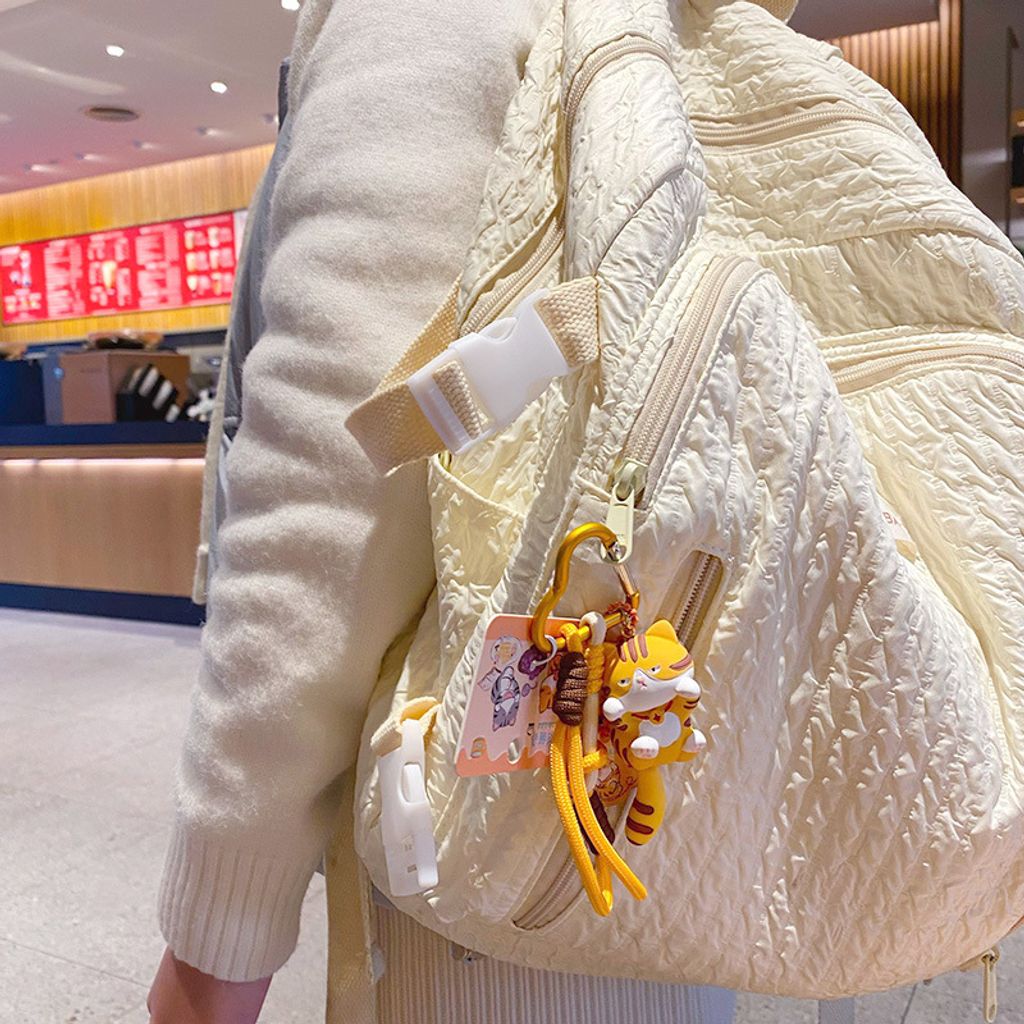 Cute lively cat keychain charm Orange Cat design hanging on bag