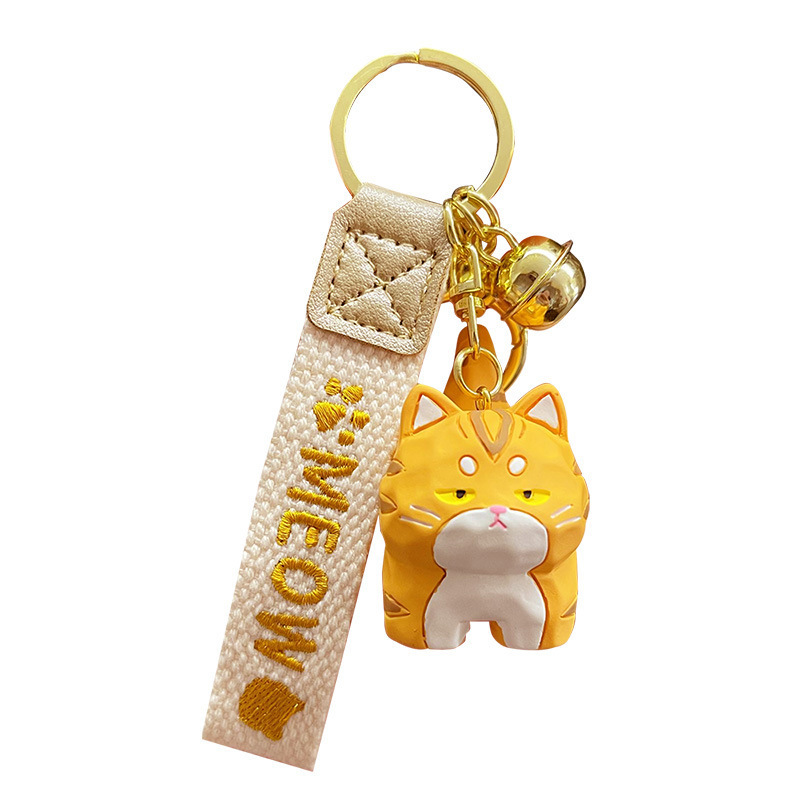Bengal cat standing keychain charm on white background