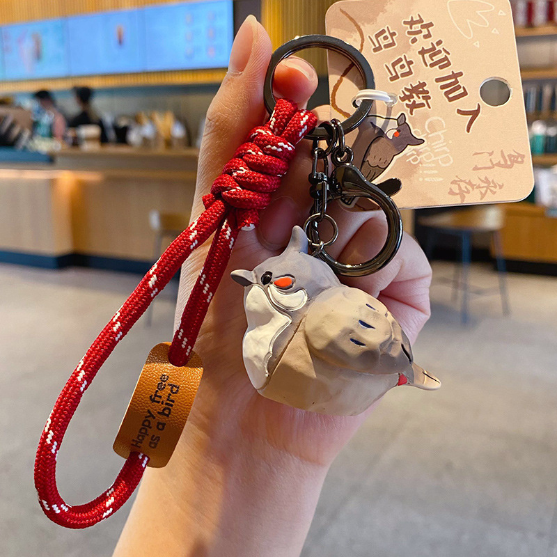 Red-eared bulbul keychain charm