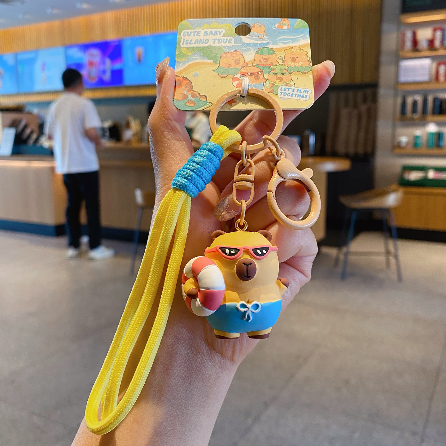 Swim ring capybara keychain charm