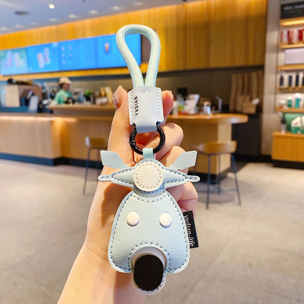 Faux leather vehicle keychain charm motorcycle variant