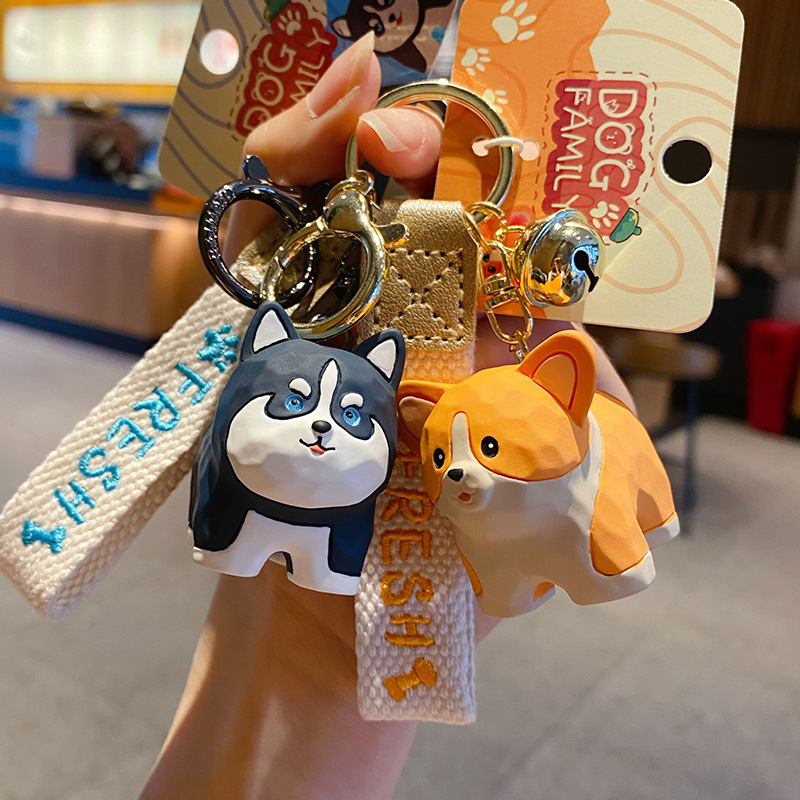 Husky and Corgi keychain charms