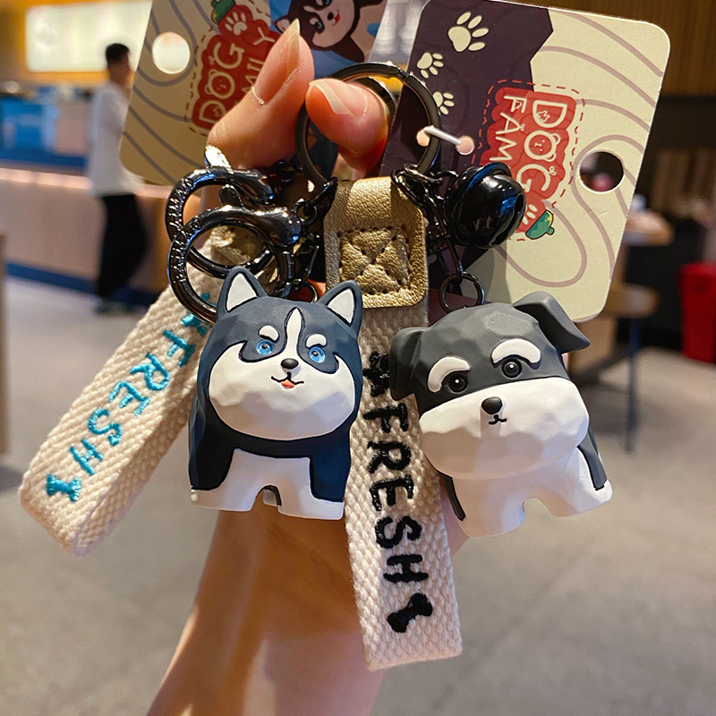 Husky and Schnauzer keychain charms
