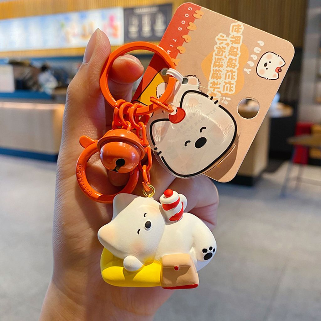 Westie puppy lazy day keychain charm no work today mode variant