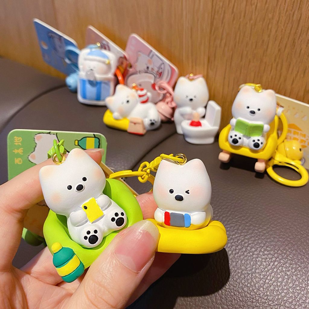 Westie puppy lazy day keychain charms showing multiple designs