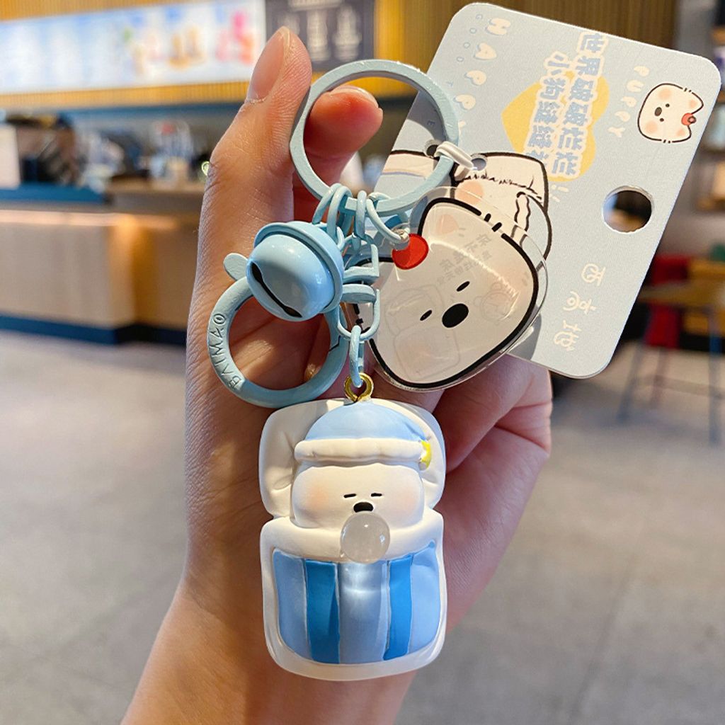 Westie puppy lazy day keychain charm lucky nap mode variant