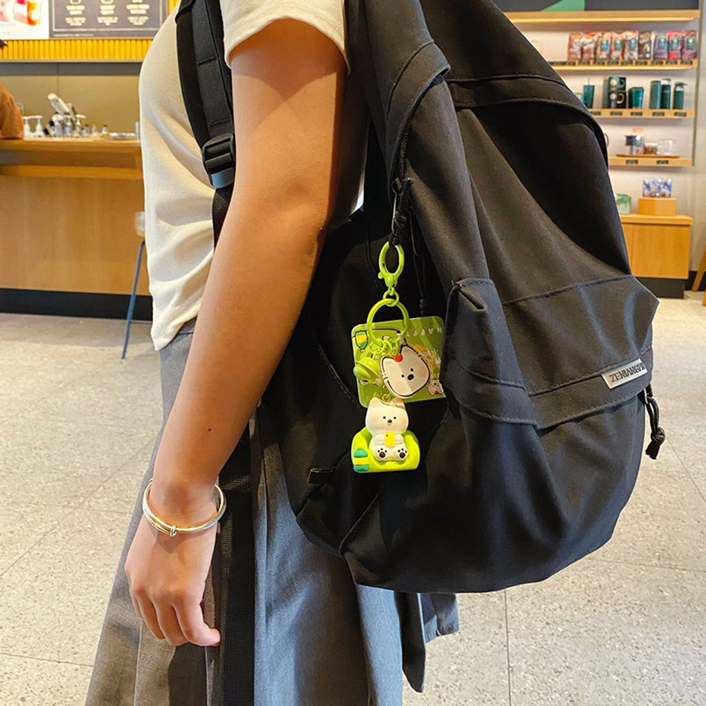 Westie puppy lazy day keychain charm binge-watching mode design hanging on bag