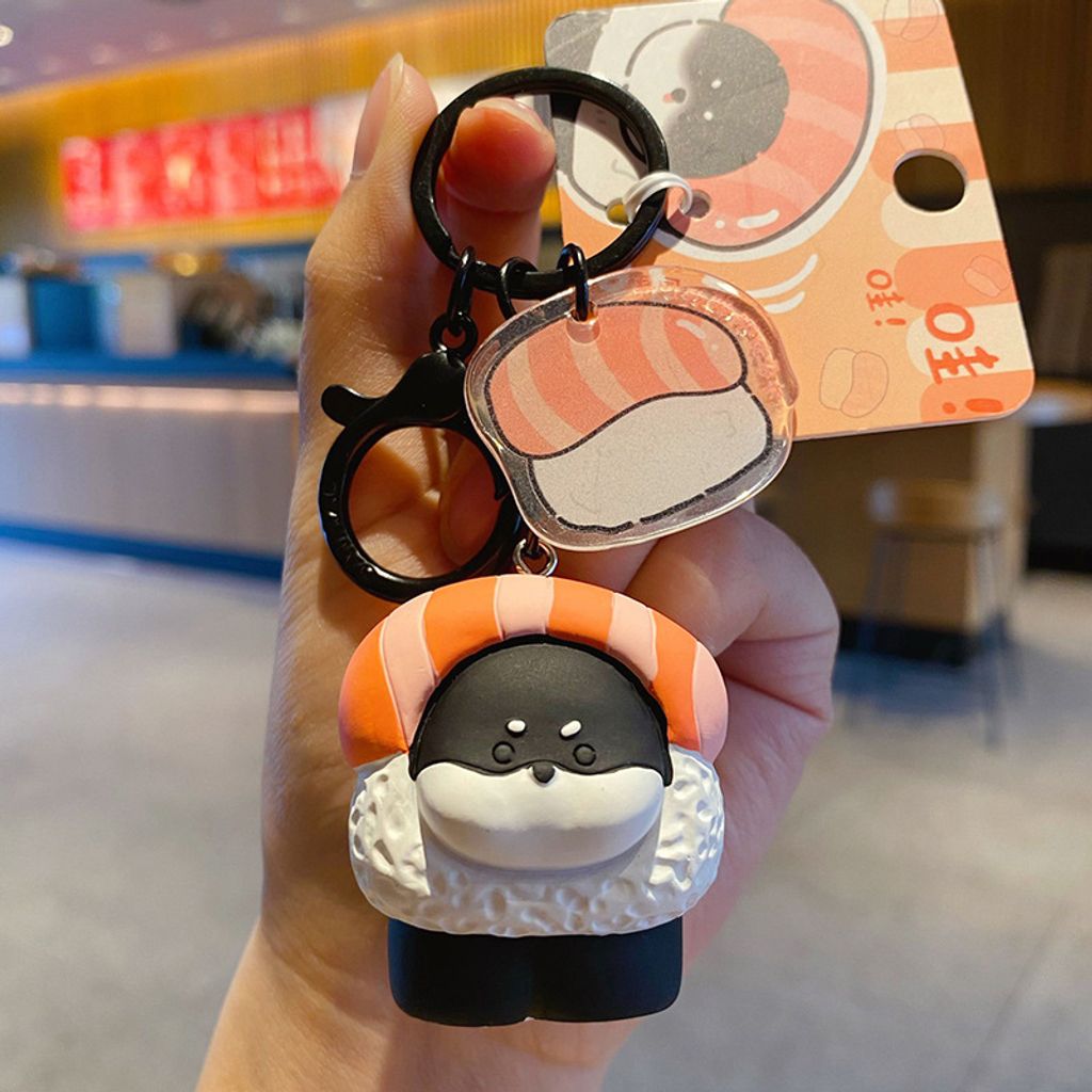 Cute foodie dog keychain charm salmon sushi dog variant