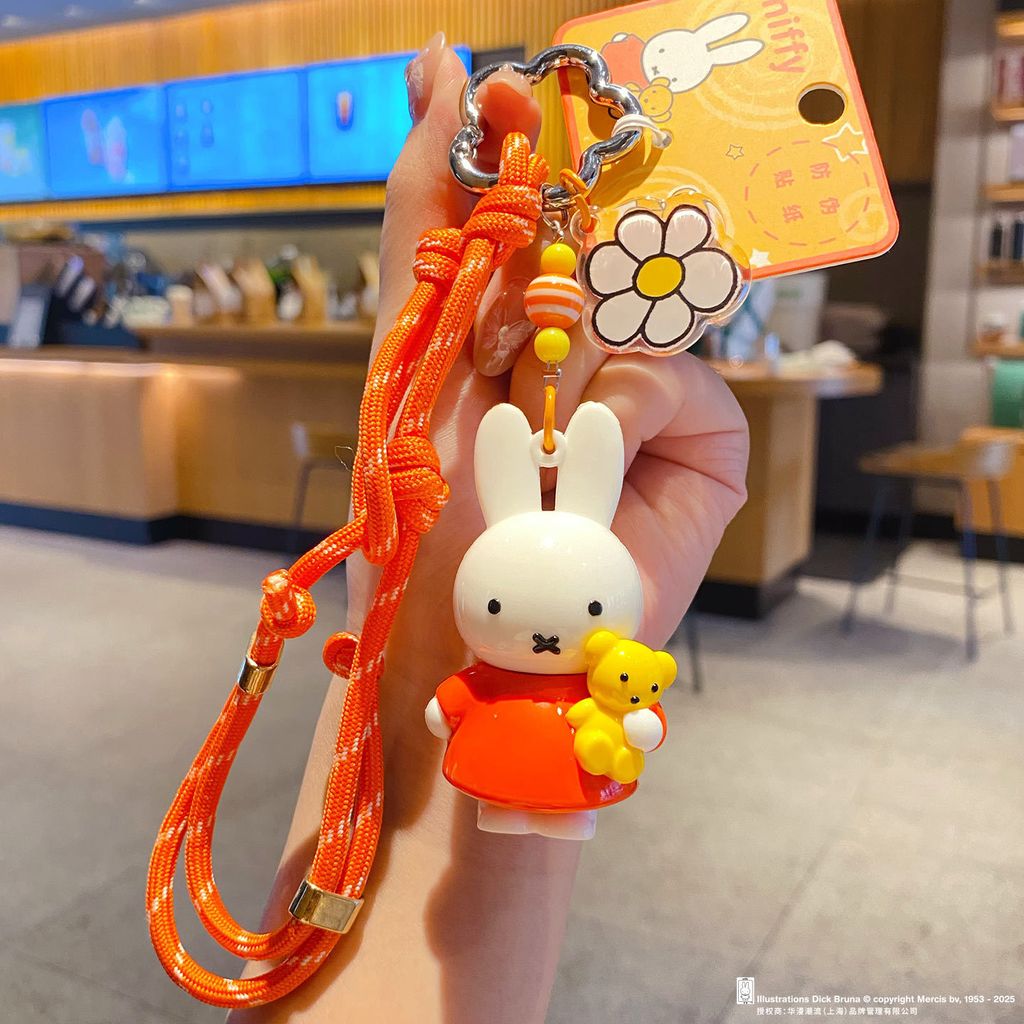 Miffy bunny braided rope keychain charm orange variant