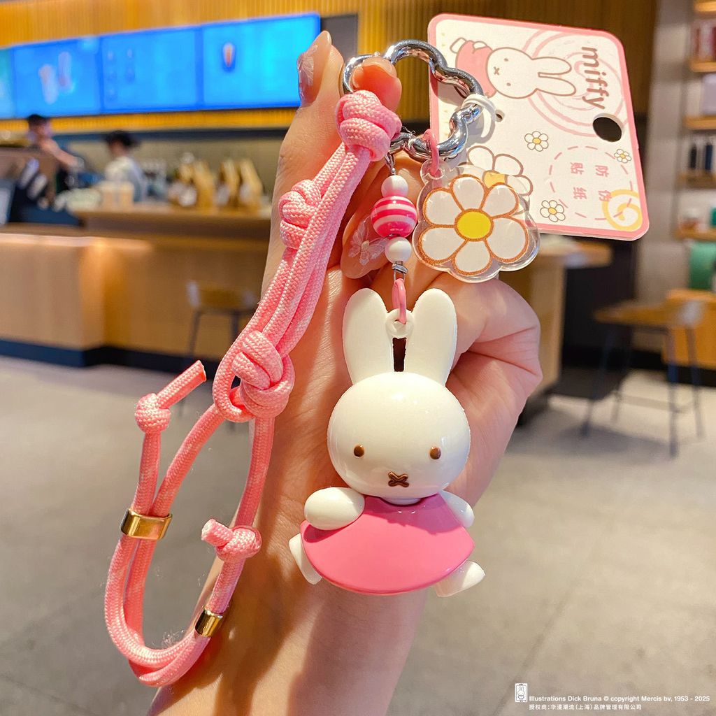 Miffy bunny braided rope keychain charm pink variant
