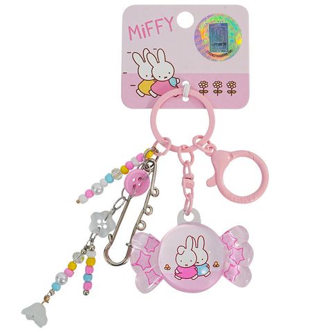 Miffy bunny candy keychain charm in pink on white background