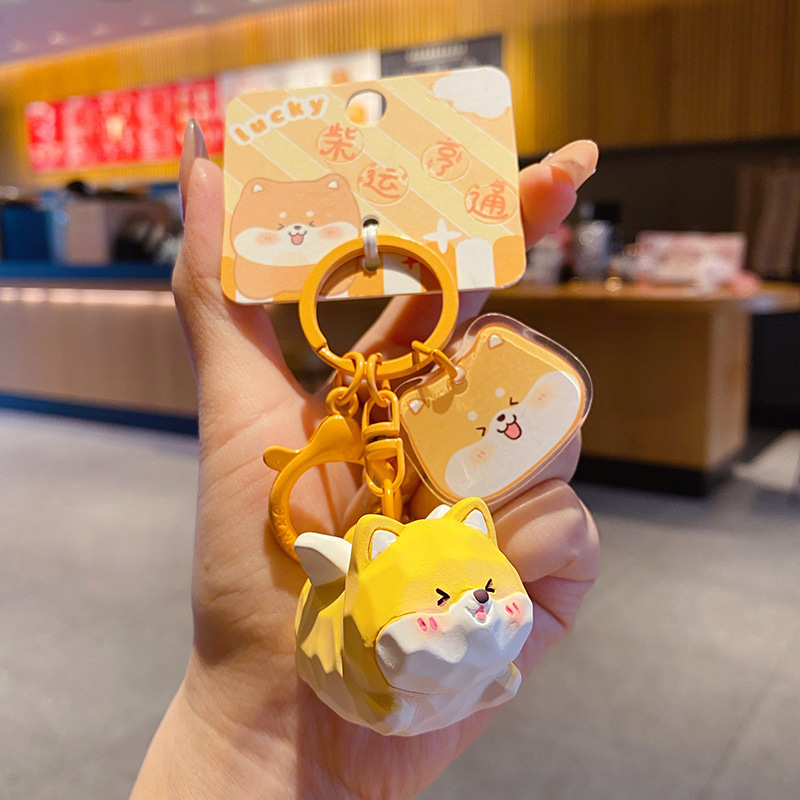 Flying Shiba Inu keychain charm