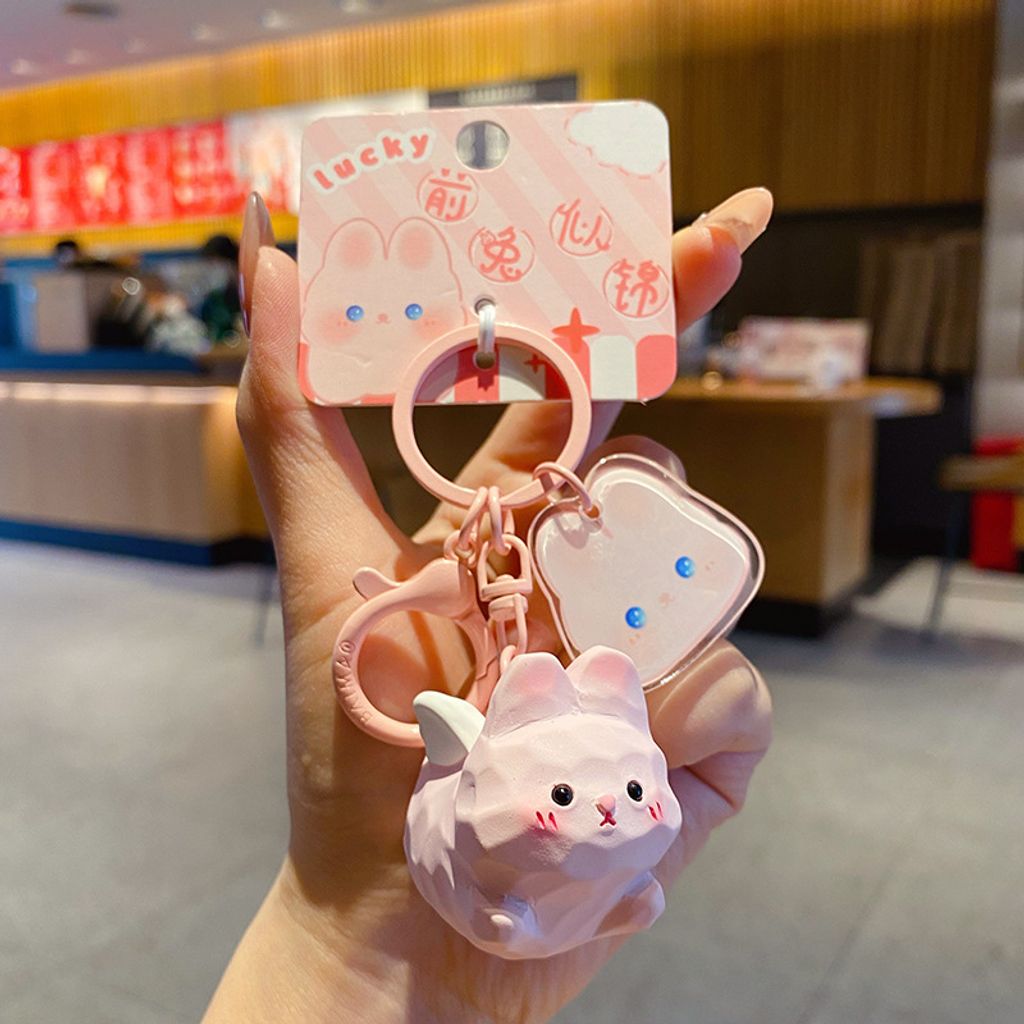 Cute pet paradise flying keychain charm flying bunny variant