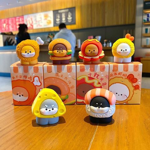 Cute foodie dog mini figurines showing all six designs