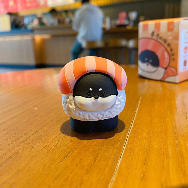 Salmon sushi dog mini figurine