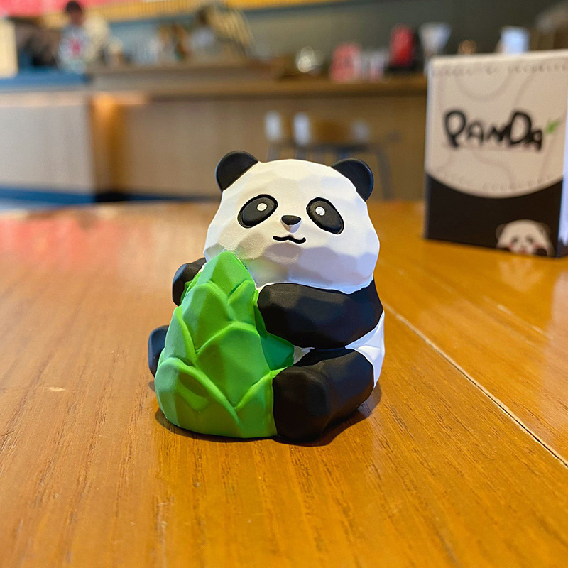 Panda with bamboo shoot mini figurine