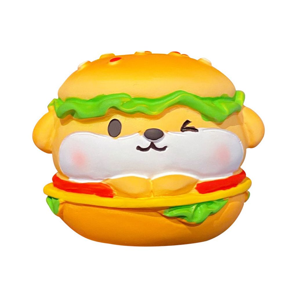 Shiba Inu bakery mini figurine burger Shiba Inu design on white background