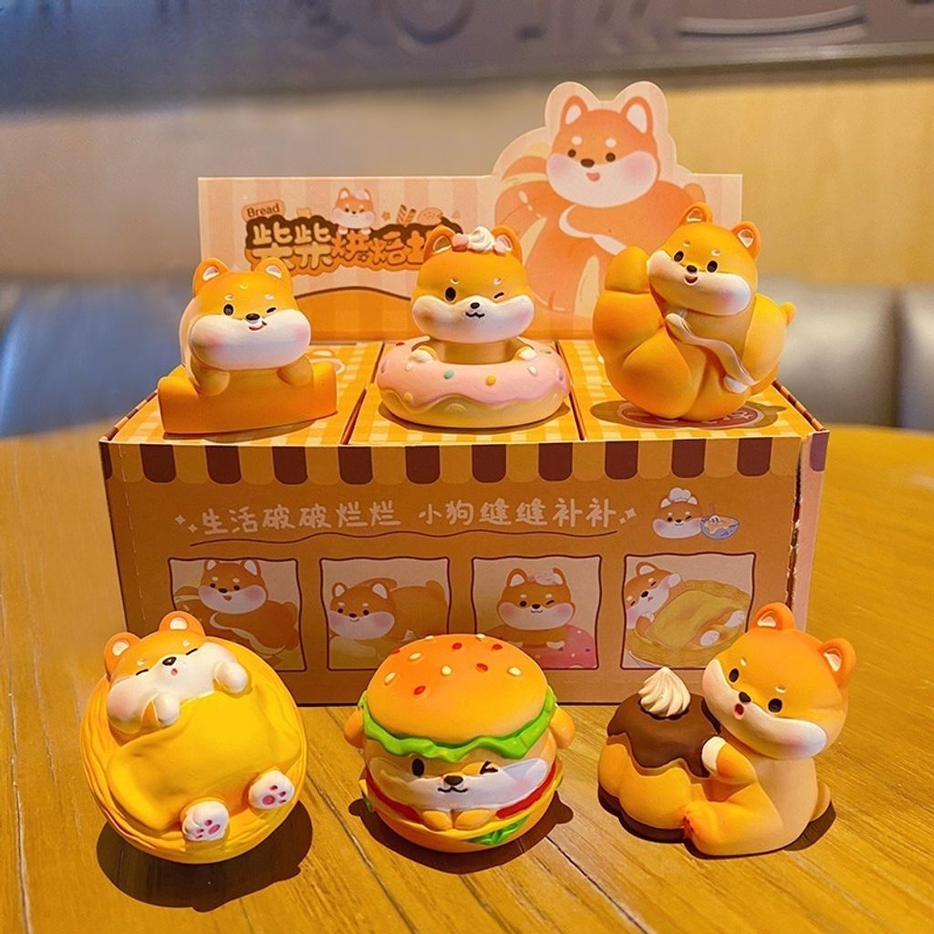Shiba Inu bakery mini figurines showing all six designs