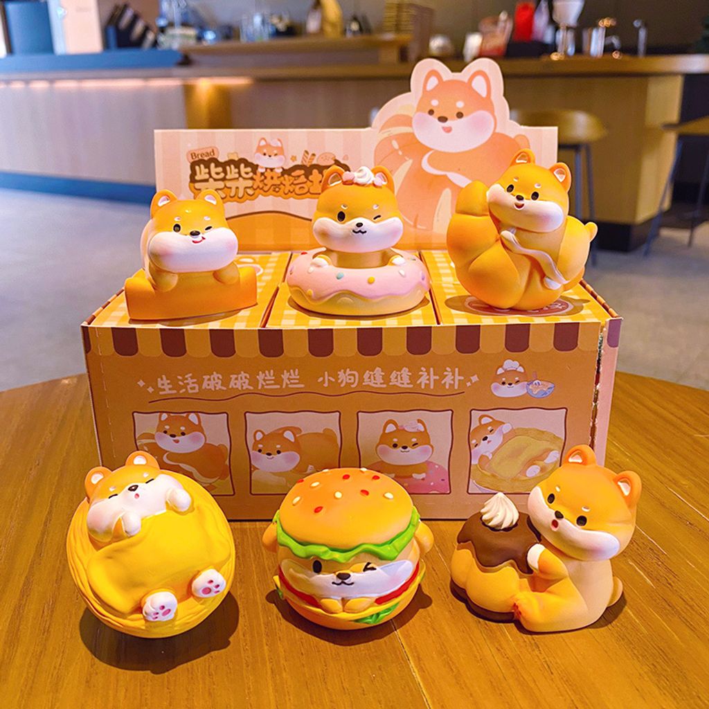 Shiba Inu bakery mini figurines showing all six designs