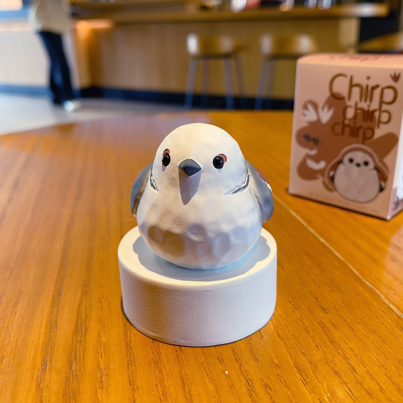 Long-tailed tit mini figurine