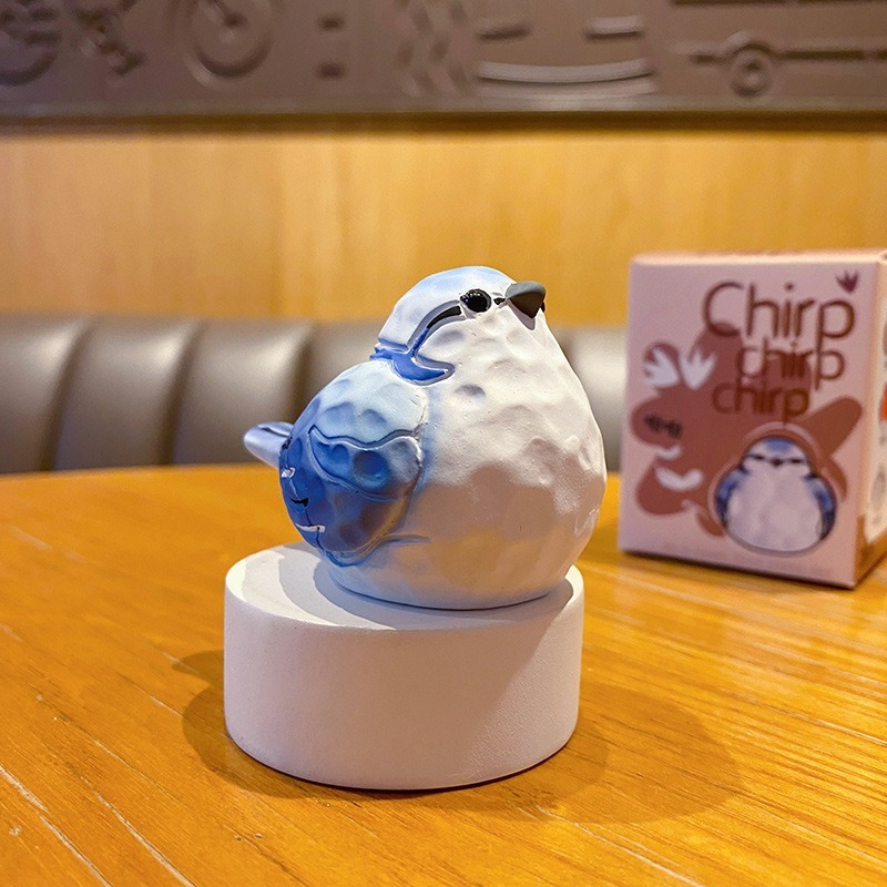 Gray-blue mountain bird mini figurine