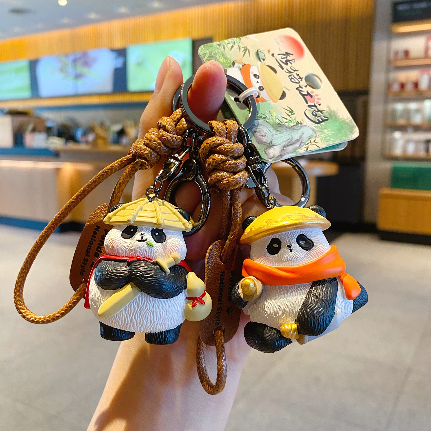 Panda hero and imperial panda detective keychain charms