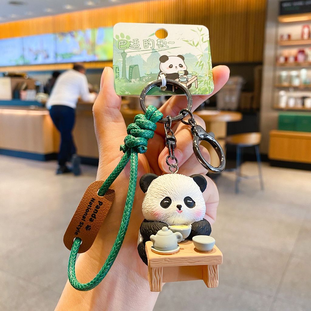 Gaiwan tea panda keychain charm
