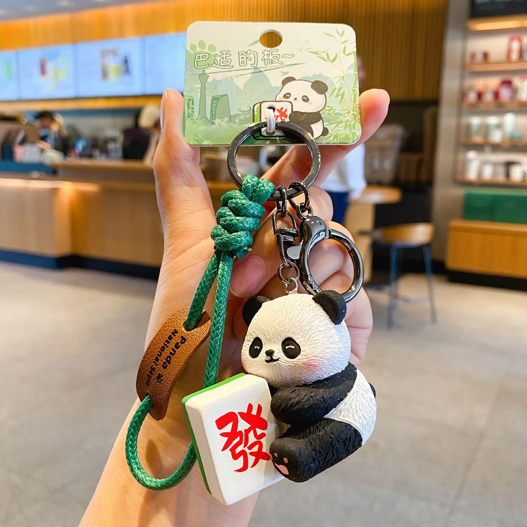 Mahjong panda keychain charm