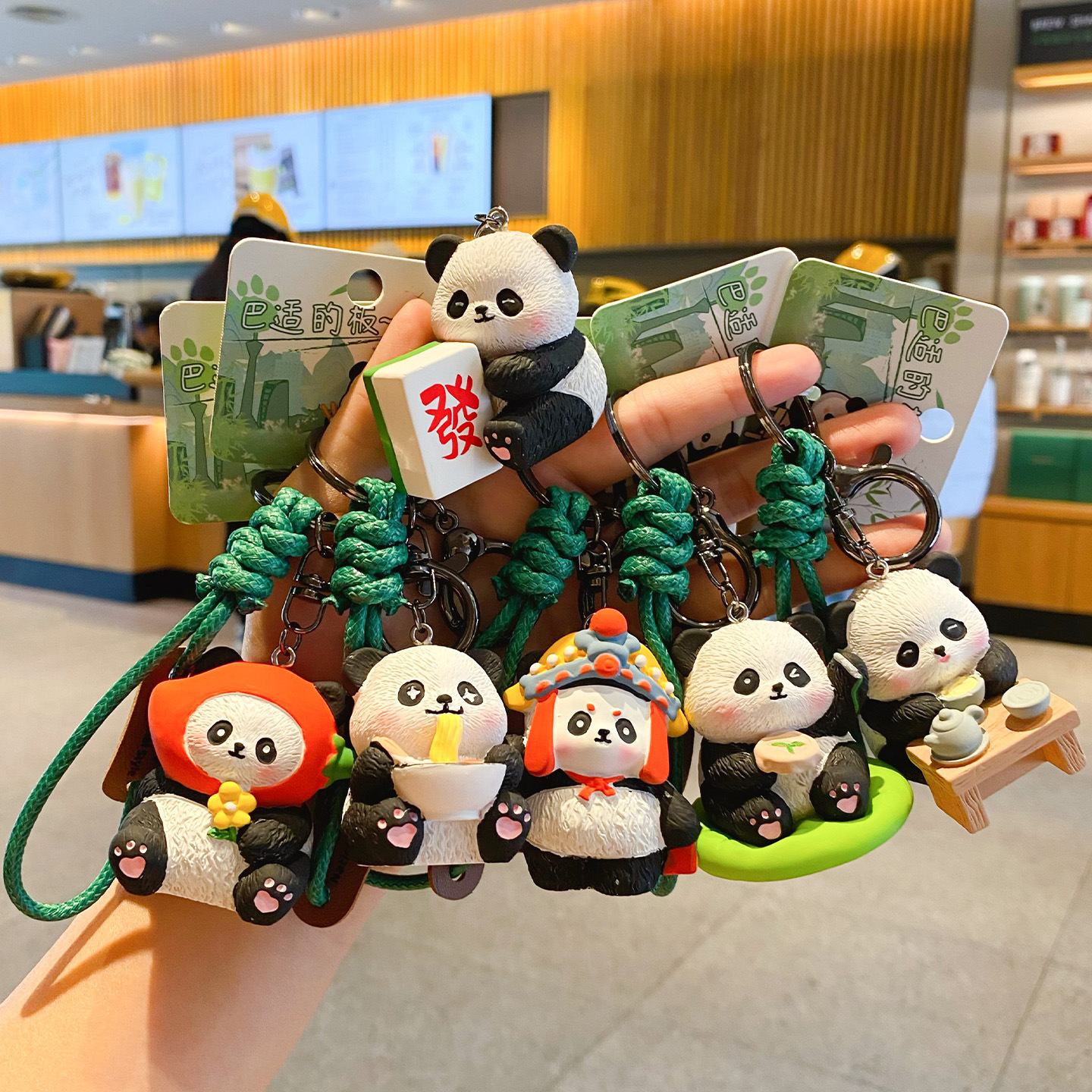 Sichuan panda keychain charms showing multiple designs