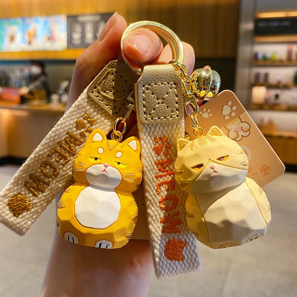 Bengal cat and orange tabby cat keychain charms