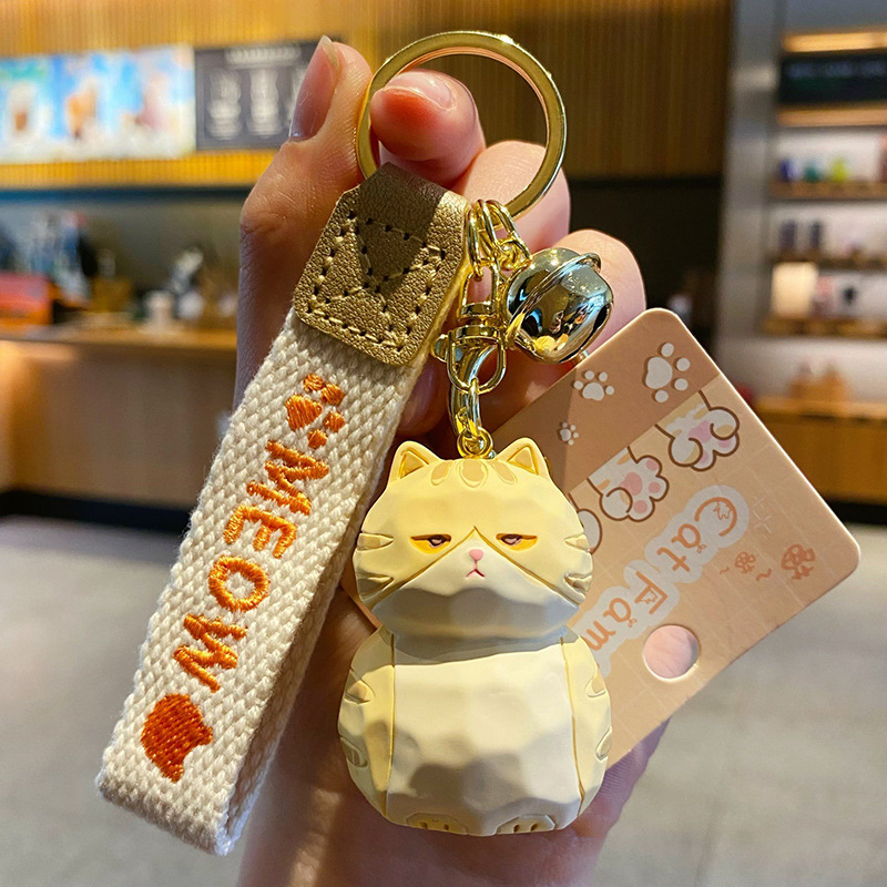 Orange tabby cat keychain charm